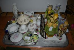 Decorative Pottery Items, Figurines, and Posies, e