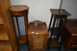 Two Edwardian Plant Stands and a Pot Cupboard