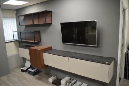 *Walls Cupboards & Shelves Including Three Cream & Black Cupboards (2x 182x38x38cm tall, 1x