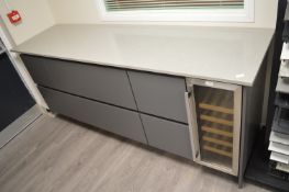 *Matt Grey Six Drawer Kitchen Side Unit 60x216cm x 90cm tall with Appliance Gap (no appliances