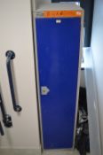 *Grey & Blue Metal Locker (no key) 46x46cm x 190cm tall (contents not included)