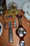 Barometer, Clock, Brush Set, and a Silver Brush wi