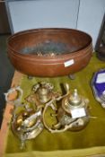 Copper Cauldron plus Brassware and Cutlery