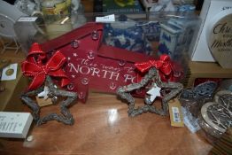 North Pole Christmas LED Sign, and Two Star Decora