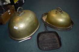 Two EPNS Food Domes and a Griddle Pan