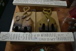 Two Elephant Ornaments and a 