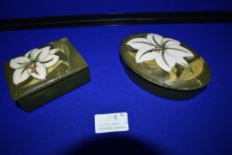 Two Moorcroft Bermuda Lily Pattern Lidded Pots