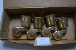 Set of Four Brass Furniture Castors