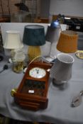 Table Lamps and a Wall Clock