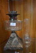 Oil Lamp on Cast Iron Base