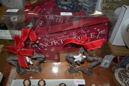 North Pole Christmas LED Sign, and Two Star Decora