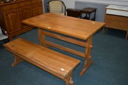 Solid Wood Pegged Table and Bench