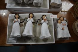 Four Glitter Angel Ornaments