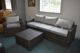 *Rattan Effect Three Seat Conservatory Sofa plus M