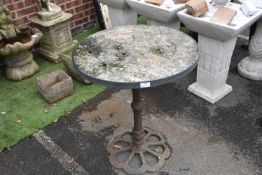 Stone Effect Garden Table on Cast Iron Base