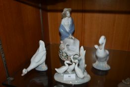 Spanish Figure plus Three Nao Geese