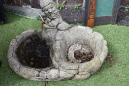Garden Planter/Birdbath with Gnome