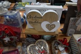 Heart Decorations and Two Christmas Mugs