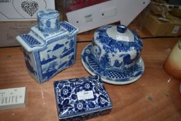 Three Blue & White Pots