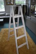 Lime Washed Four Tread Wooden Step Ladders