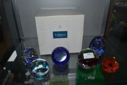 Six Glass Paperweights Including Caithness
