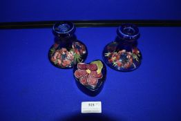 Moorcroft Anemone Pattern Pair of Candlesticks and