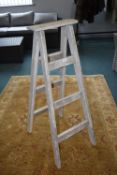 Lime Washed Three Tread Wooden Step Ladders