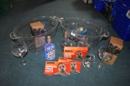 *Two Ice Bucket, Gin Glasses, Straws, and Bottle Lamps, etc.