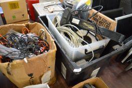 Two Boxes of Various Cables, Leads, etc.