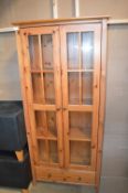 Pine Display Unit with Glazed Doors 71” tall x 31” wide x 12” deep