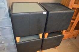 Four Faux Leather Side Tables (two with glass tops)