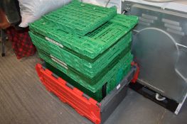 Plastic Tub and Green Plastic Collapsible Boxes