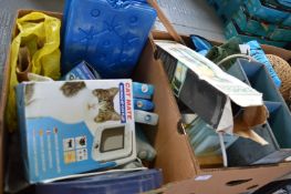 Two Boxes of Posters, Glass, Rotary Spike, Cat Flap, etc.