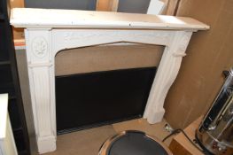 White Wooden Mantel Piece 52” wide x 41” tall