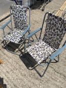 Two Folding Patio Chairs and a Director Style Chair (Back Rest Missing)