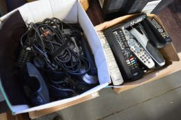 Quantity of Assorted Remotes, Adapters, etc.