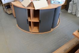 Two Beech Effect Office Corner Units with Tambour Doors (one door AF)
