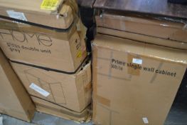 Single Wall Cabinet, Gloss Under Sink cabinet, and a Gloss Double Cabinet