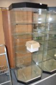 Glass Display Cabinet with Black Top & Base