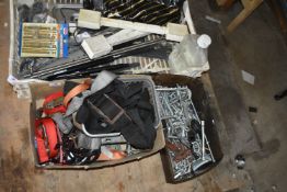 Assortment of Rams, Handles, Nails, Straps, etc.