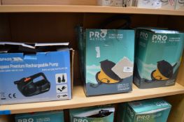 Two Foot Pumps and a Trespass Rechargeable Pump (salvage)