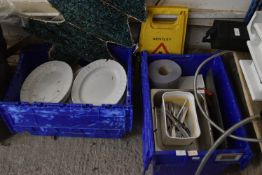 Two Boxes of Assorted Plates, Crockery, etc.