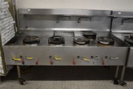 Five Burner Wok Cooker on Wheels 196x95cm x 130cm high