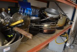 Contents of Shelf to Include Assorted Cooking Pots