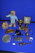 Collectibles Including Teddy Bear, Pewter, and Brass Ware