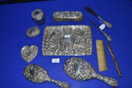 Hallmarked Sterling Silver Dressing Table Set – London 1898/99, Comprising Nine Pieces Including