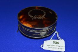 Hallmarked Sterling Silver Patch Box with Synthetic Tortoise Shell Lid - Birmingham 1922