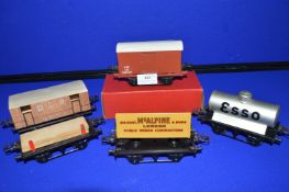 Five Assorted Hornby O Gauge Goods Wagons, etc.