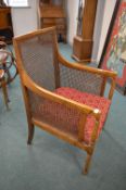 Mahogany Armchair with Bergere Back and Sides