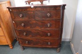 Victorian Breakfront Two over Three Walnut Veneered Chest